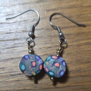 Handmade Multi-Accent Polymer Clay Dangle Earrings